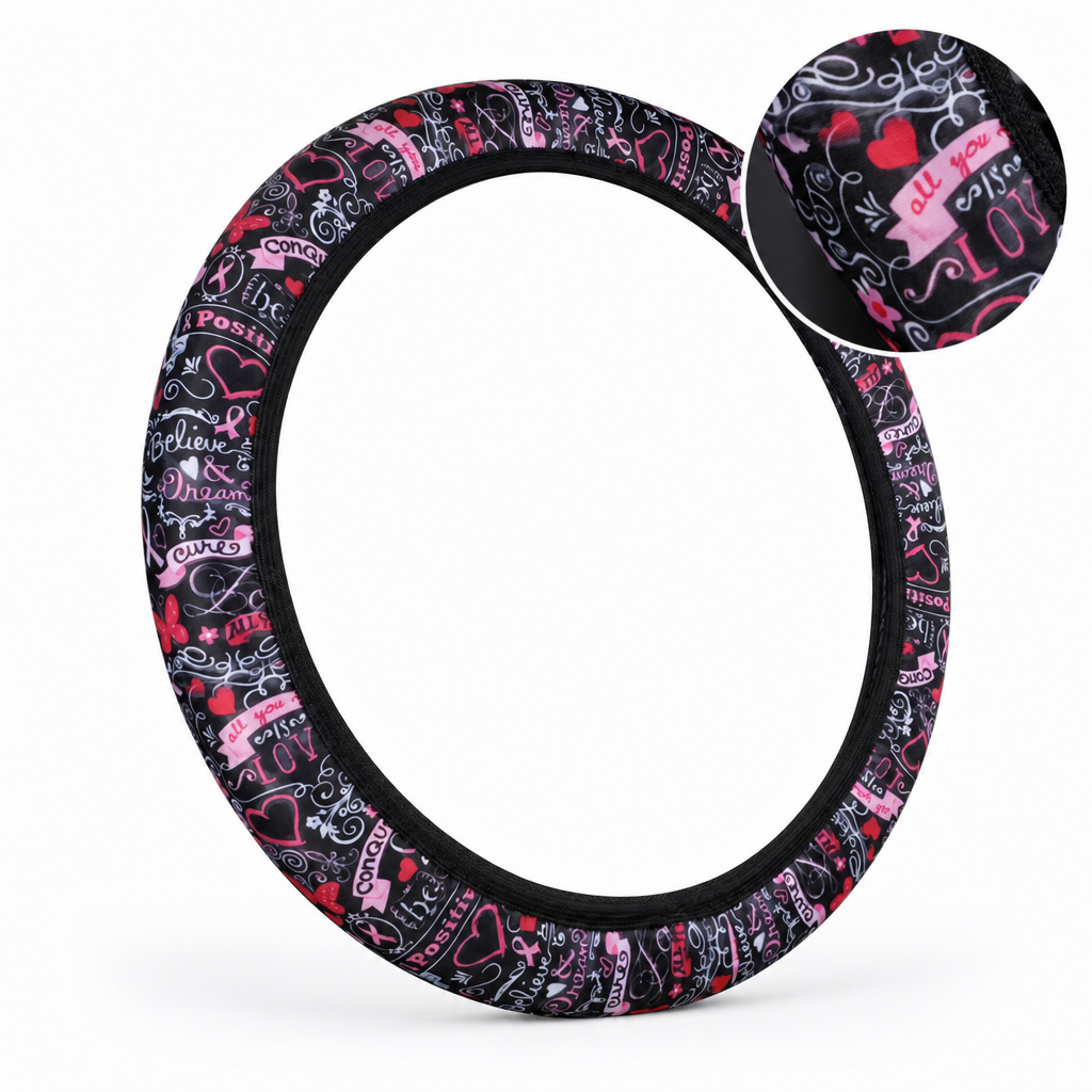 Universal 38cm Ringless Silk Steering Wheel Cover Printed Breathable Car Wheel Protector for All Seasons