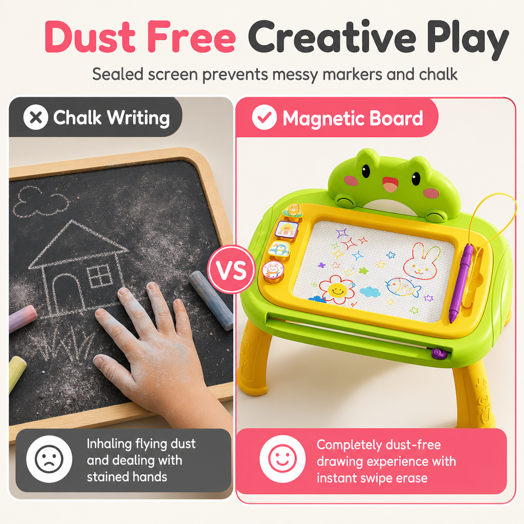 ✨🎨 Kids Magnetic Drawing Board – Pen & 4 stamps included ✨