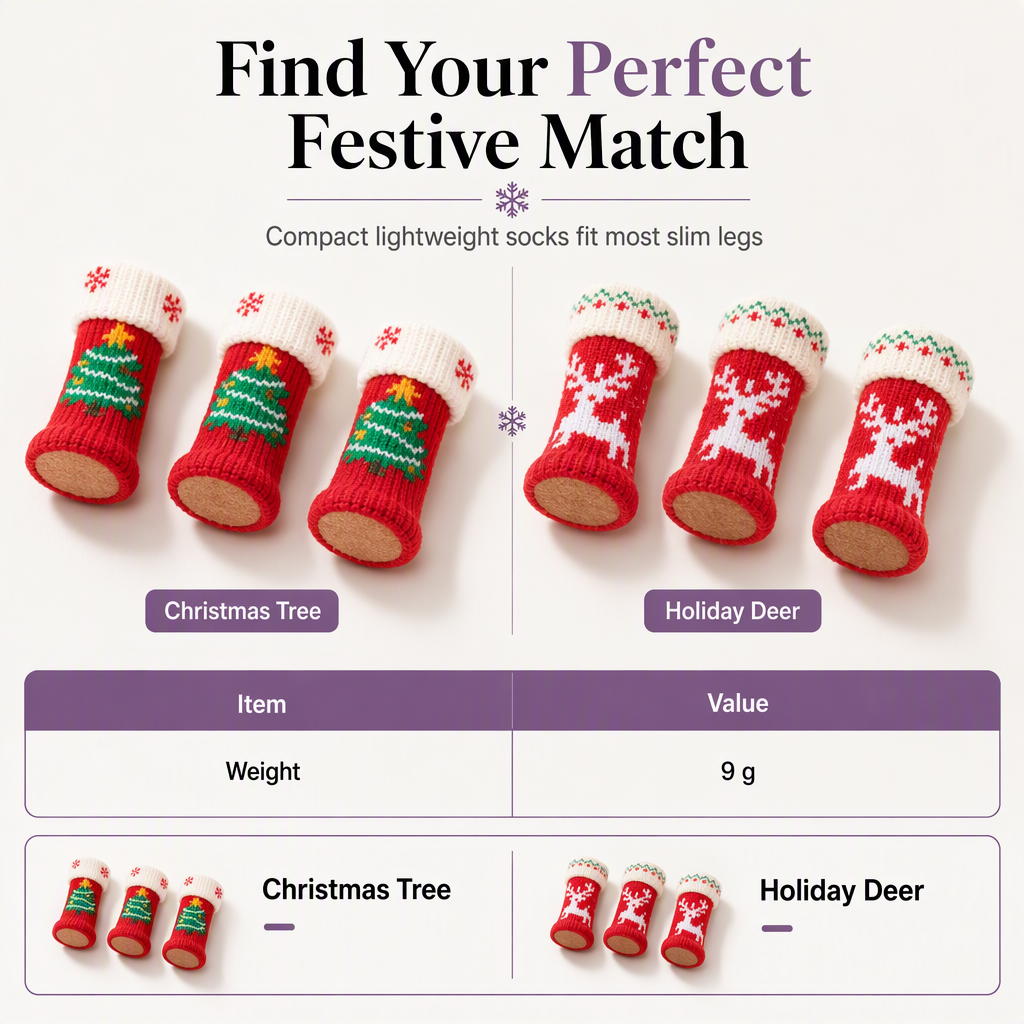 🎄 🪑 Christmas Chair Leg Covers – Felt pads, non-slip & 4-piece set ✨