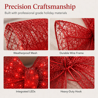 📢📢50% OFF !! ⏰Weatherproof LED Pre-Lit Christmas Bow