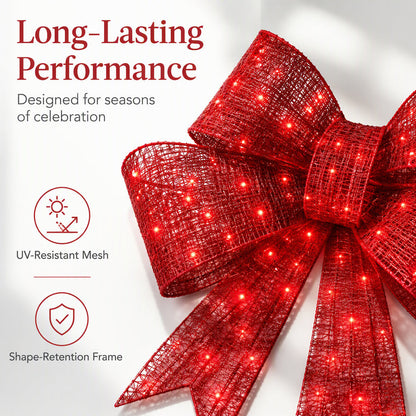📢📢50% OFF !! ⏰Weatherproof LED Pre-Lit Christmas Bow