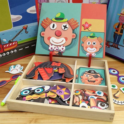 Hot Sale💡Wooden Creative Faces Magnetic Puzzle Box - EXPLORE!