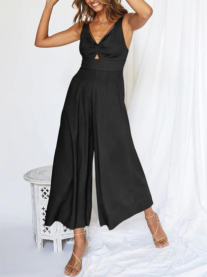 🔥Hot Sales🔥V Neck Cutout High-Waist Jumpsuits