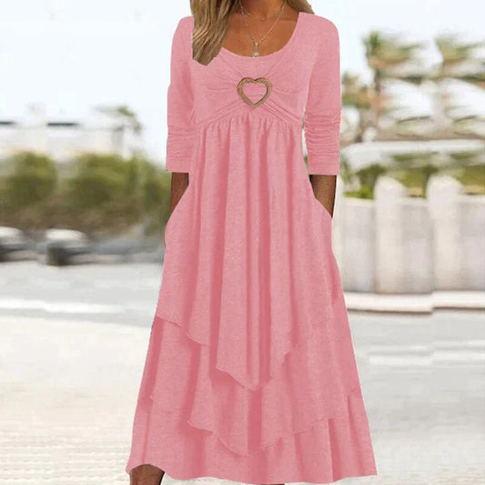 Elegant A-line Long Dress With Pockets For Ladies