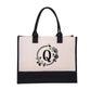 DIY Letter Canvas Bag Women Hit Color Simple Shoulder Shopping Tote Handbag