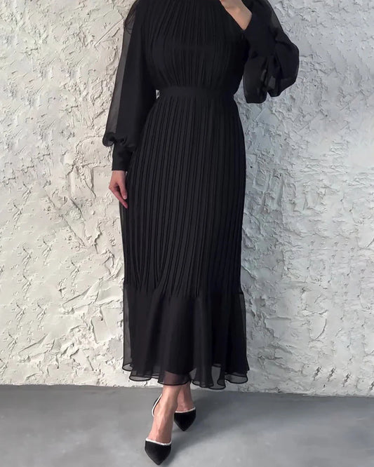 Sophisticated long pleated dress