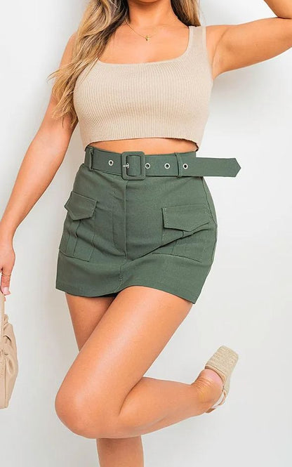 🔥Hot Sale Perfect Fit Pocket Belted Cargo Skort