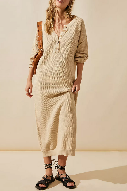 HOT SALE🔥Women V Neck Oversized Casual Sweater Dress