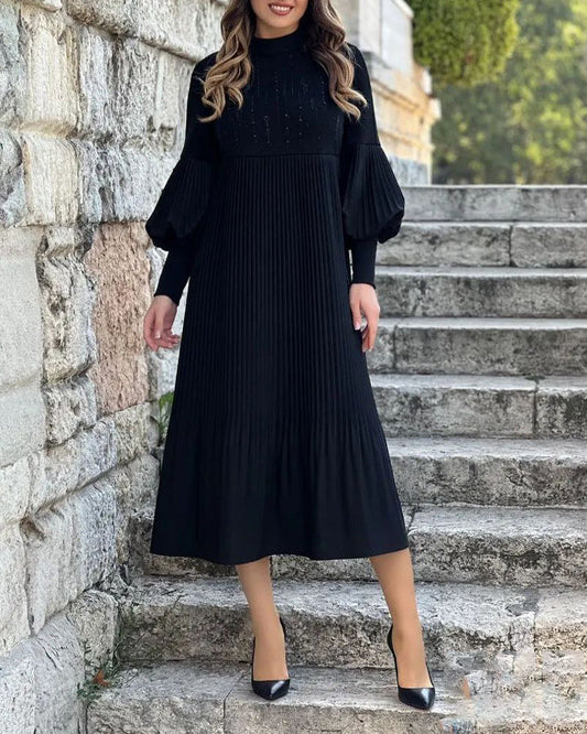 Modern Elegance Lantern Sleeve Midi Dress