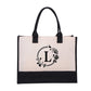 DIY Letter Canvas Bag Women Hit Color Simple Shoulder Shopping Tote Handbag